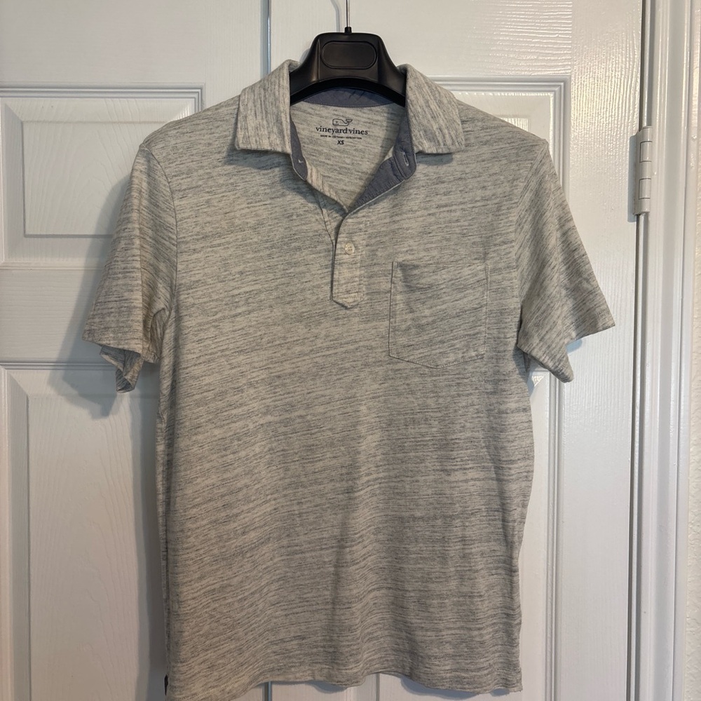 Vineyard Vines Light Heather Gray Polo with Chest Pocket